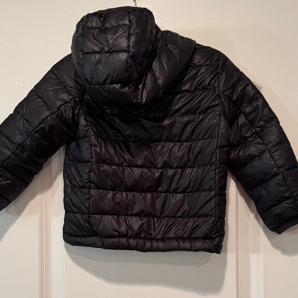 Primary Black Hooded Puffer Jacket for Kids